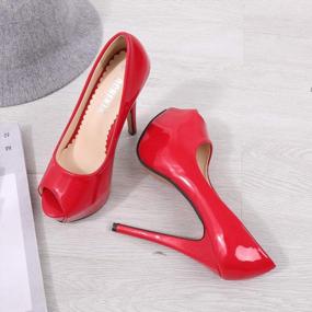 img 3 attached to Women'S Peep Toe Platform High Heels Sexy Dress Pumps For Prom OCHENTA