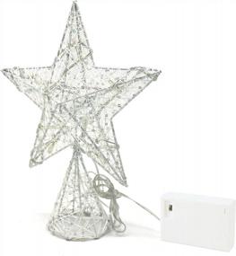 img 4 attached to CVHOMEDECO. Белая звезда на вершине дерева с теплыми белыми светодиодами и таймером для рождественских украшений и праздничного сезонного декора, 8 х 10 дюймов