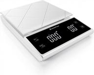 кофейные весы kitchentour с таймером - цифровые многофункциональные весы с высокой точностью 3 кг / 0,1 г - капельная заливка - весы для эспрессо с ярким жк-дисплеем (батарейки в комплекте) - белый логотип