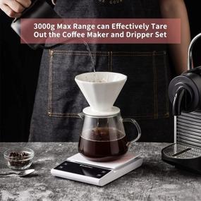img 1 attached to KitchenTour Coffee Scale With Timer - Digital Multifunction Weighing Scale With 3Kg/0.1G High Precision - Pour Over Drip - Espresso Scale With Bright LCD Display (Batteries Included)-White