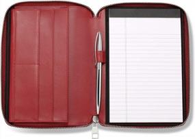 img 4 attached to HISCOW Italian Calfskin Leather Junior Zippered Portfolio With Pen Loop - Premium Bordeaux