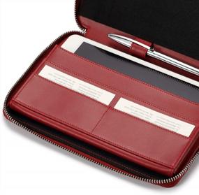 img 1 attached to HISCOW Italian Calfskin Leather Junior Zippered Portfolio With Pen Loop - Premium Bordeaux