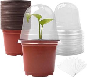 img 4 attached to 30 Sets 4 Inch Soft Plant Nursery Pots With Humidity Domes And Drain Holes, 10 Plant Labels - Seed Starting Trays For Germination