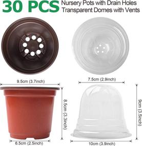 img 2 attached to 30 Sets 4 Inch Soft Plant Nursery Pots With Humidity Domes And Drain Holes, 10 Plant Labels - Seed Starting Trays For Germination