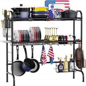 img 4 attached to Stainless Steel Over-The-Sink 2 Tier Dish Drying Rack With Durable Black Dish Drainer Shelf For Efficient Kitchen Organization - GSlife