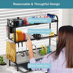 img 2 attached to Stainless Steel Over-The-Sink 2 Tier Dish Drying Rack With Durable Black Dish Drainer Shelf For Efficient Kitchen Organization - GSlife