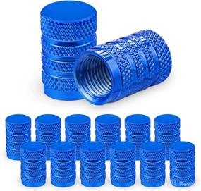 img 4 attached to Ouzorp Car Tire Caps, Set of 12 Valve Stem Caps, Universal for Cars, SUVs, Bikes, Trucks, Motorcycles (Blue A)