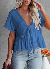 img 3 attached to Stylish Ruffle Hem Crop Top For Women: V Neck, Self Tie Front, Perfect For Summer (Sizes S-XXL)