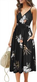img 4 attached to Floral Perfection: Women'S Summer Dress With V-Neck And Pockets
