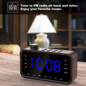 img 3 attached to RockSeed Wood-Grain Alarm Clock Radio: FM With Large LED Display, Snooze, Dual Alarm, Sleep Timer & More