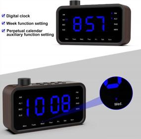 img 2 attached to RockSeed Wood-Grain Alarm Clock Radio: FM With Large LED Display, Snooze, Dual Alarm, Sleep Timer & More