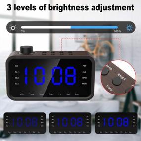 img 4 attached to RockSeed Wood-Grain Alarm Clock Radio: FM With Large LED Display, Snooze, Dual Alarm, Sleep Timer & More