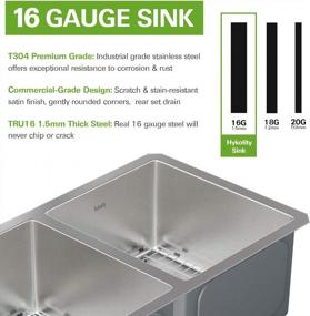 img 1 attached to Hykolity 33-Inch Undermount 50/50 Double Bowl 16 Gauge Stainless Steel Kitchen Sink