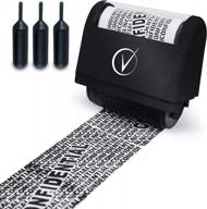 classy black identity theft protection roller stamps wide kit with 3-pack refills - anti theft, privacy and security stamp, designed for id blackout security for enhanced safety logo