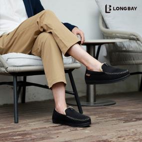 img 3 attached to Stay Cozy And Comfortable: LongBay Men'S Memory Foam Moccasin Slippers For Indoor And Outdoor Wear
