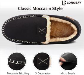 img 1 attached to Stay Cozy And Comfortable: LongBay Men'S Memory Foam Moccasin Slippers For Indoor And Outdoor Wear