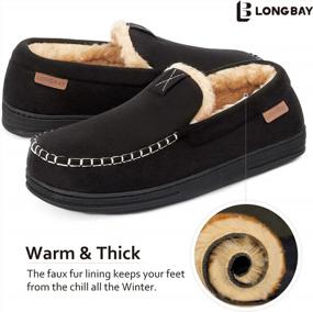 img 2 attached to Stay Cozy And Comfortable: LongBay Men'S Memory Foam Moccasin Slippers For Indoor And Outdoor Wear