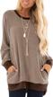 stylish color-block women's tunic top with long sleeves, crew neck, pockets, and casual loose fit - perfect for blouse shirts and sweatshirt look logo
