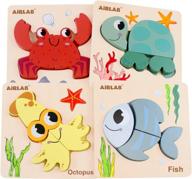 деревянные пазлы с животными для малышей (1-3) - подарочный набор из 4 развивающих игрушек монтессори логотип
