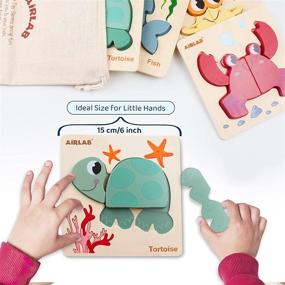 img 1 attached to Деревянные пазлы с животными для малышей (1-3) - Подарочный набор из 4 развивающих игрушек Монтессори