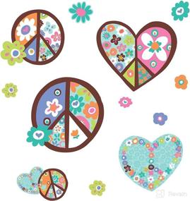 img 2 attached to 🌸 Transform Your Space with RoomMates RMK1621GM Heart and Flower Peace Sign Giant Wall Decal!