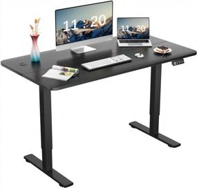 img 4 attached to Upgrade Your Home Office With JUMMICO'S Electric Adjustable Standing Desk - Large 55" Surface, Memory Preset, And T-Shaped Metal Bracket In Sleek Black