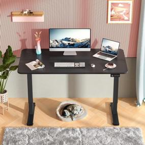 img 1 attached to Upgrade Your Home Office With JUMMICO'S Electric Adjustable Standing Desk - Large 55" Surface, Memory Preset, And T-Shaped Metal Bracket In Sleek Black