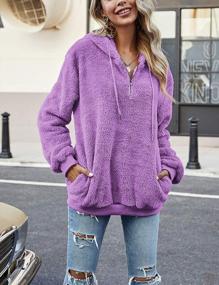 img 3 attached to Double Fuzzy Faux Fleece Zipper Hoodie For Women - Cozy Casual Sweatshirt Outwear In Sizes S-XXL