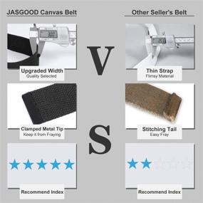 img 2 attached to 👔 JASGOOD Black Canvas Webbing Belt Buckle - A Must-Have Men's Accessory for Better Style