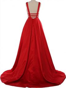 img 2 attached to Stunning MACloth Satin Ball Gown With Deep V-Neck - Perfect For Prom, Wedding, Or Formal Occasions