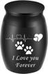 beautiful peaceful keepsake urn for pet ashes-1.6" tall memorial cremation urns with dog paw for dog ashes-handcrafted black decorative urns for funeral-engraved "i love you forever" urn for sharing logo