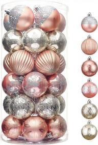 img 4 attached to Add A Touch Of Elegance To Your Xmas Tree With Valery Madelyn'S 30Ct 60Mm Rose Gold Shatterproof Christmas Ball Ornaments