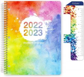 img 4 attached to Global Datebooks Dated Elementary Student Planner For Academic Year 2022-2023 (Matrix Style - 8.5"X11" - Rainbow Watercolors) - Includes Ruler/Bookmark And Planning Stickers