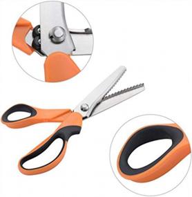 img 2 attached to JISTL Professional Stainless Steel Dressmaking Sewing Craft Scissors, 9.3 Inches Handled Pinking Shears (Orange)