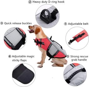 img 3 attached to Premium Dog Life Vest Jacket: Ideal Safety Coat for Swimming, Kayaking, and Boating - Lifesaver for Small, Medium, and Large Pets! Swimsuit Preserver with Reflective Design, Adjustable Fit, and High Visibility - Quick Release, Ripstop Material - Flotation Device Included!