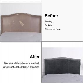 img 2 attached to Protect Your Headboard With WOMACO Velvet Slipcover In Dark Gray For Bedroom Decor (Sizes 35"-50")