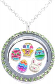 img 1 attached to Easter Locket Necklace Set With 5 Charms - Eggs, Bunny And More Jewelry