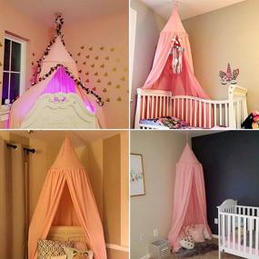 img 3 attached to 👑 ONMIER Girls Princess Bed Canopy: Pink Canopy for Crib & Toddler Kids Bed, Hanging Game Tent & Mosquito Net for Nursery Play Room Decor