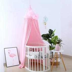img 4 attached to 👑 ONMIER Girls Princess Bed Canopy: Pink Canopy for Crib & Toddler Kids Bed, Hanging Game Tent & Mosquito Net for Nursery Play Room Decor
