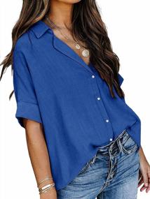 img 3 attached to Summer Style: Bbalizko Womens Cotton Linen Button-Down Shirts With Loose Fit & Casual Chic Design