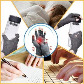 img 2 attached to Compression Arthritis Gloves - Premium Pain Relief For Rheumatoid & Osteoarthritis, Carpal Tunnel And More, Fingerless Design With New Material (Dark Gray, XL)