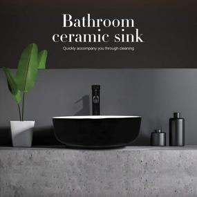 img 3 attached to Black And White Ceramic Bathroom Sink, Above Counter Porcelain Vessel Sink With Black Faucet And Pop Up Drain Combo, Round