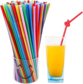 img 3 attached to 🥤 300-Pack of Tomnk 10.3 Inch Disposable Flexible Bendy Plastic Drinking Straws