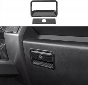 img 4 attached to Carbon Fiber Co-Pilot Storage Box With Handle Trim For Ford F150 2015-2017 By Voodonala