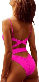 img 1 attached to QINSEN Swimsuits Shoulder Bodysuit Monokini Women's Clothing in Swimsuits & Cover Ups