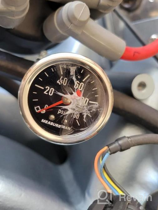 img 1 attached to Fuel Pressure Gauge - 1-1/2" Dial, 304 Stainless Steel Case, Liquid Filled, 0-100Psi, 3-2-3%, 1/8"NPT Center Back Mount review by Chef Buntiloy
