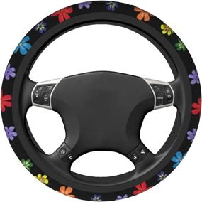 img 1 attached to 🌸 Flower Steering Wheel Cover: Non-Slip Neoprene Car Accessory for Women & Men - Floral Protector Case for Auto, SUV, Sedan, Vans, Trucks - 15 Inches