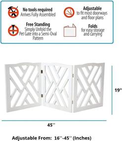 img 2 attached to Zoogamo 3 Panel White Wood Crisscross Top Dog Pet Gate - Wide Durable Lightweight Fence for Indoor/Outdoor Dog Safety - Expandable & Folding Design