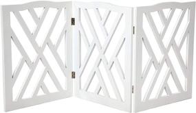 img 1 attached to Zoogamo 3 Panel White Wood Crisscross Top Dog Pet Gate - Wide Durable Lightweight Fence for Indoor/Outdoor Dog Safety - Expandable & Folding Design