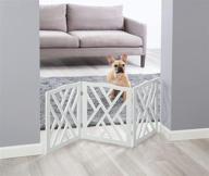 zoogamo 3 panel white wood crisscross top dog pet gate - wide durable lightweight fence for indoor/outdoor dog safety - expandable & folding design логотип